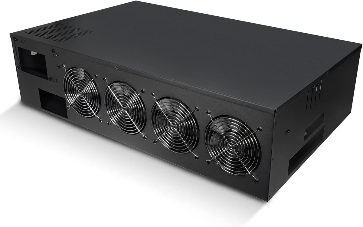 8 Port GPU Mining Case with 4 Cooling Fans J571