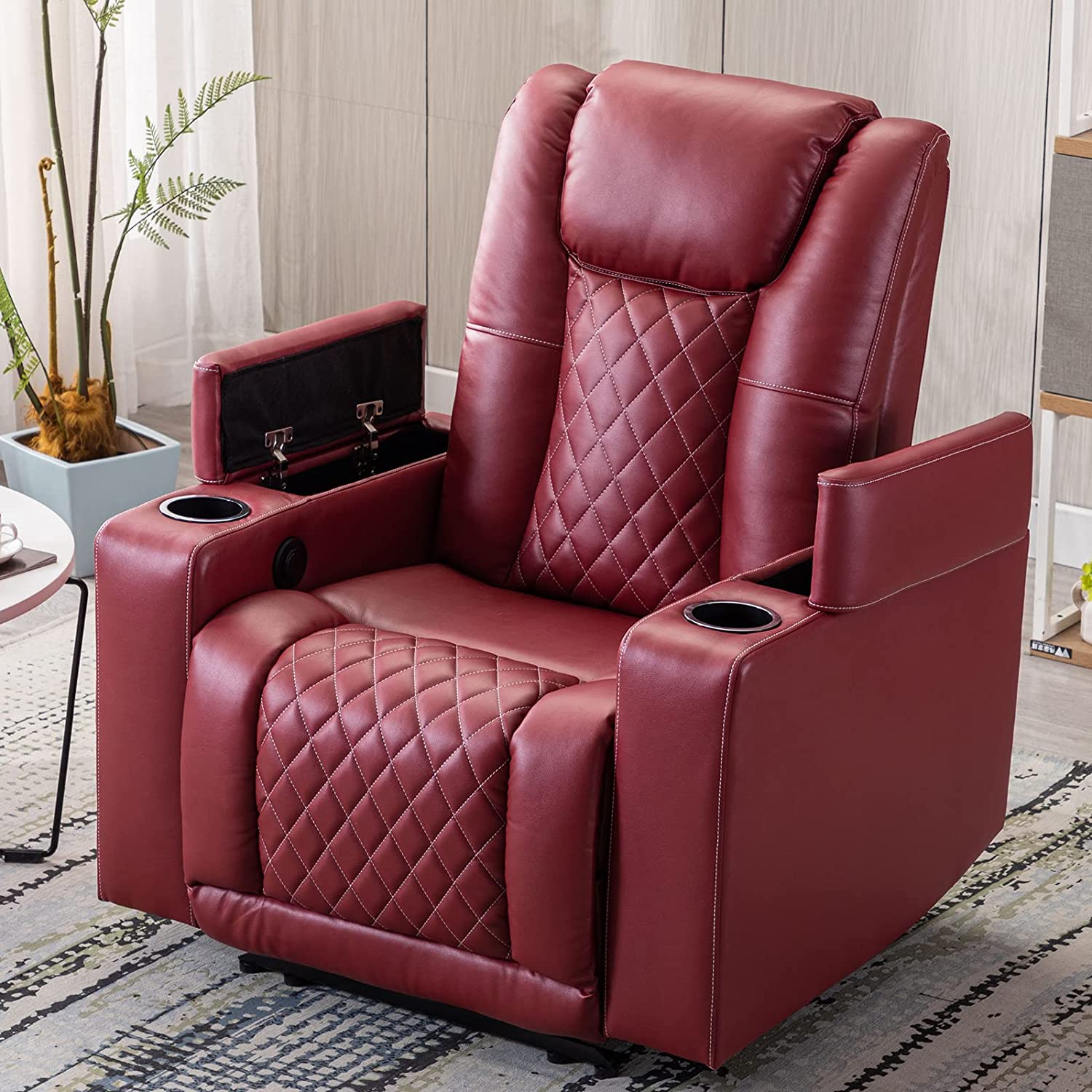 Power Recliner Chair Set of 3 PU Leather Black W42679