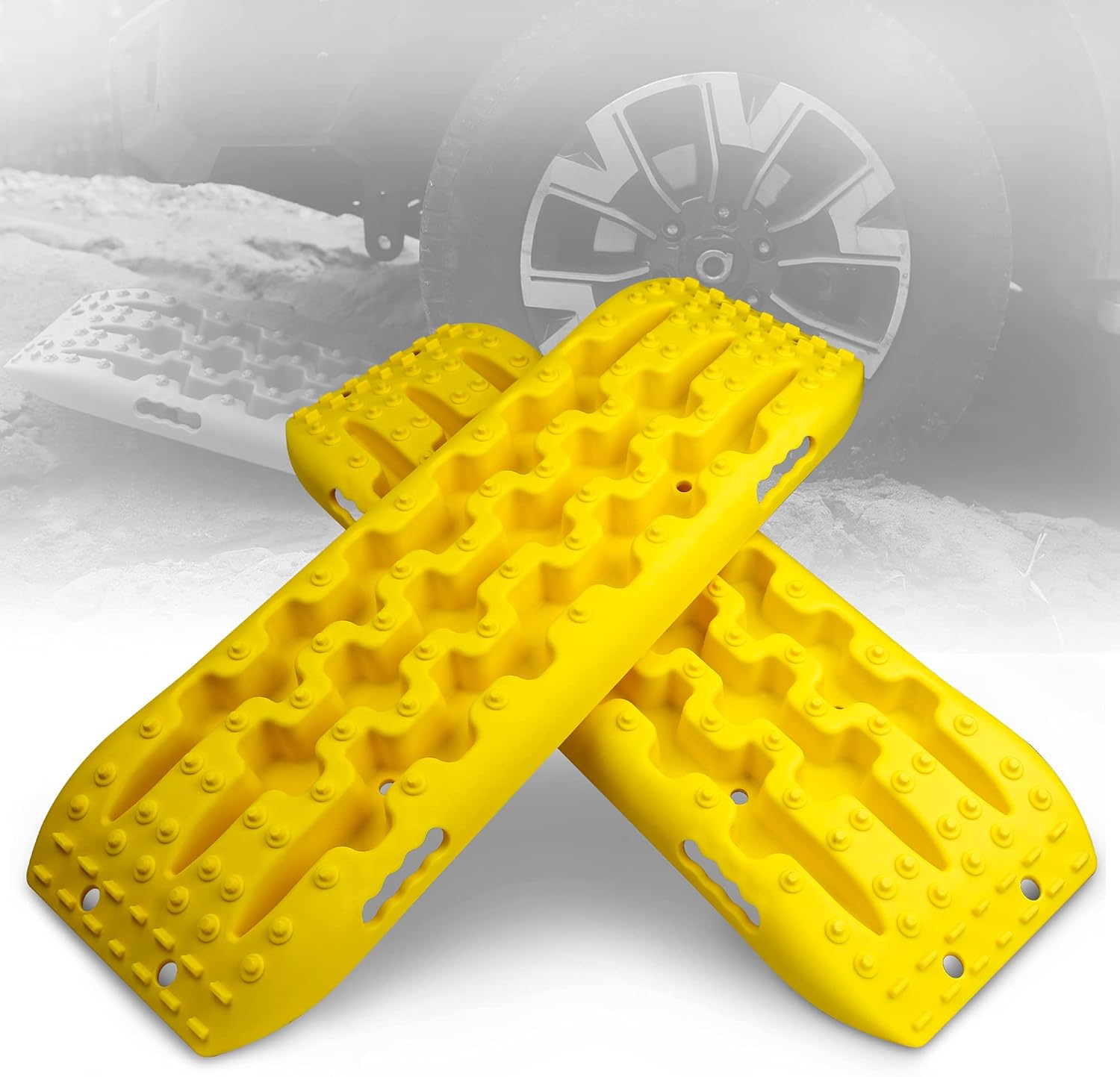 Olive Pack of 2 Recovery Traction Tracks for 4X4 Offroad Tire Ladder H54446