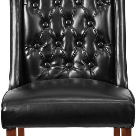 2 Pk Black Leather Tufted Parsons Chair X62385