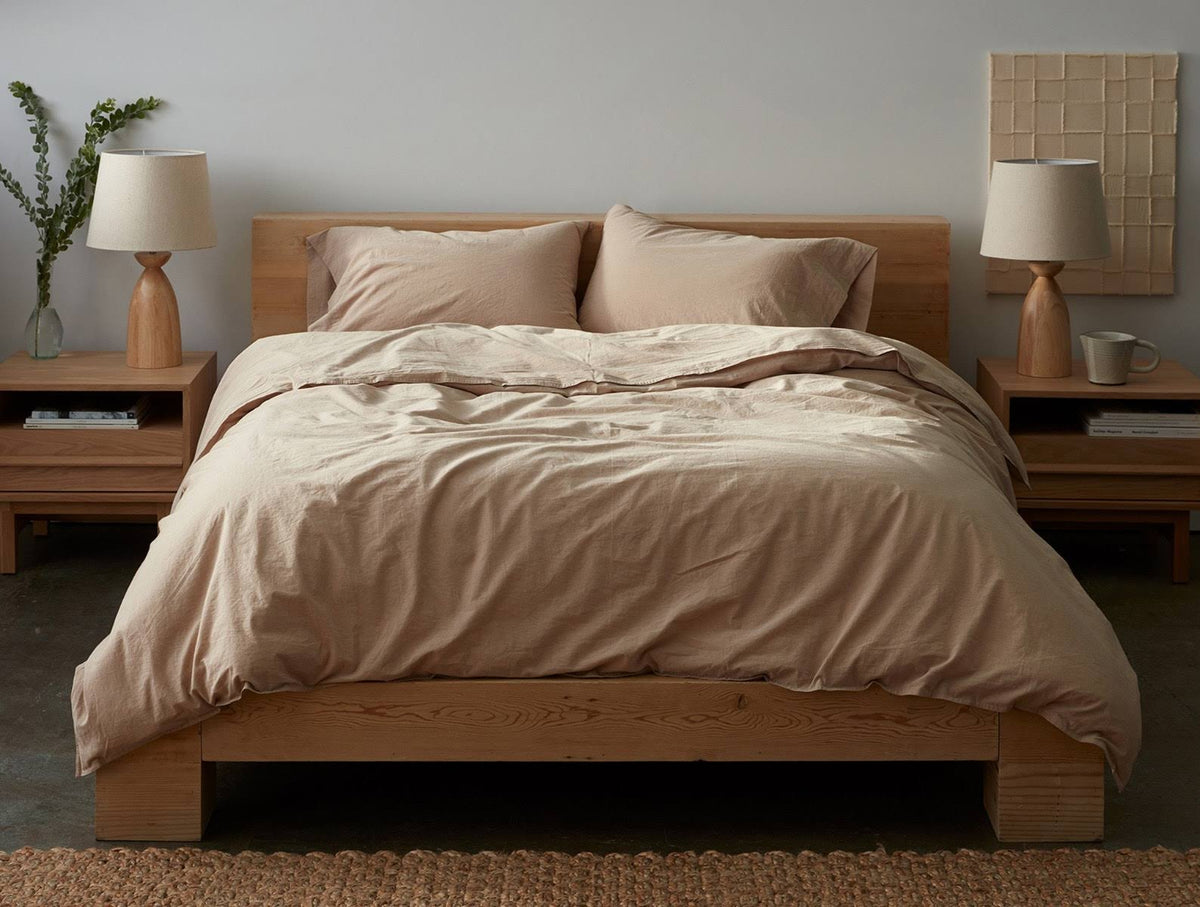 Organic Crinkled Percale King Duvet Cover Steel Blue K510