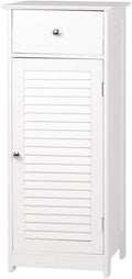White Single Drawer Floor Cabinet with Door Storage Shelf A585
