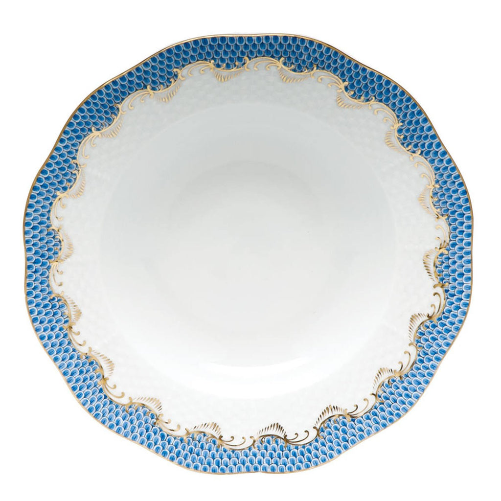 Fish Scale Blue Rim Soup Plate I321172