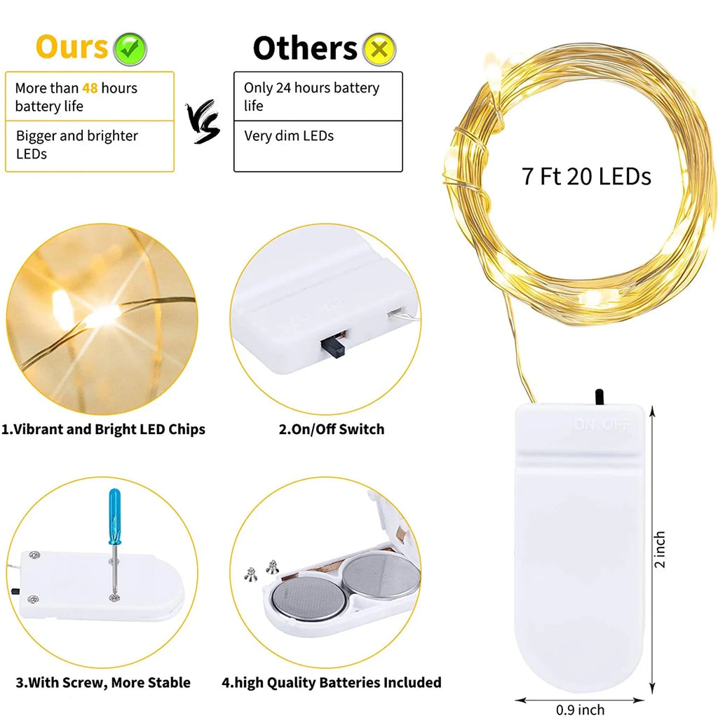 12 Pack 7 feet 20 Led Battery Operated String Lights P527861