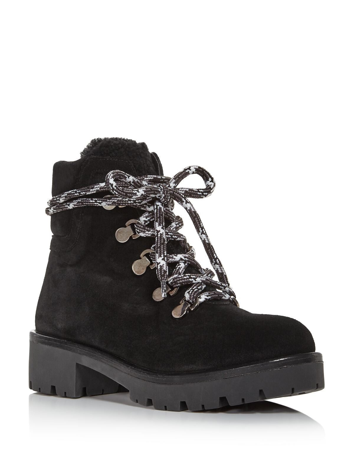 Black Lug Sole Leather Lace-Up Booties N48379