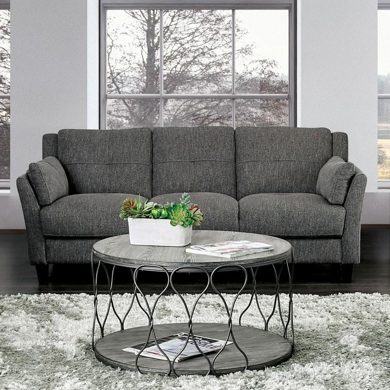 Gray Linen-like Fabric Living Room Set 3pcs Y348961