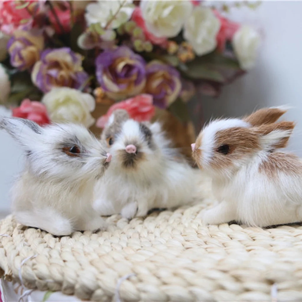 1/4Pcs Simulation Rabbit Plush Bunny Soft Toy Ornament J144270