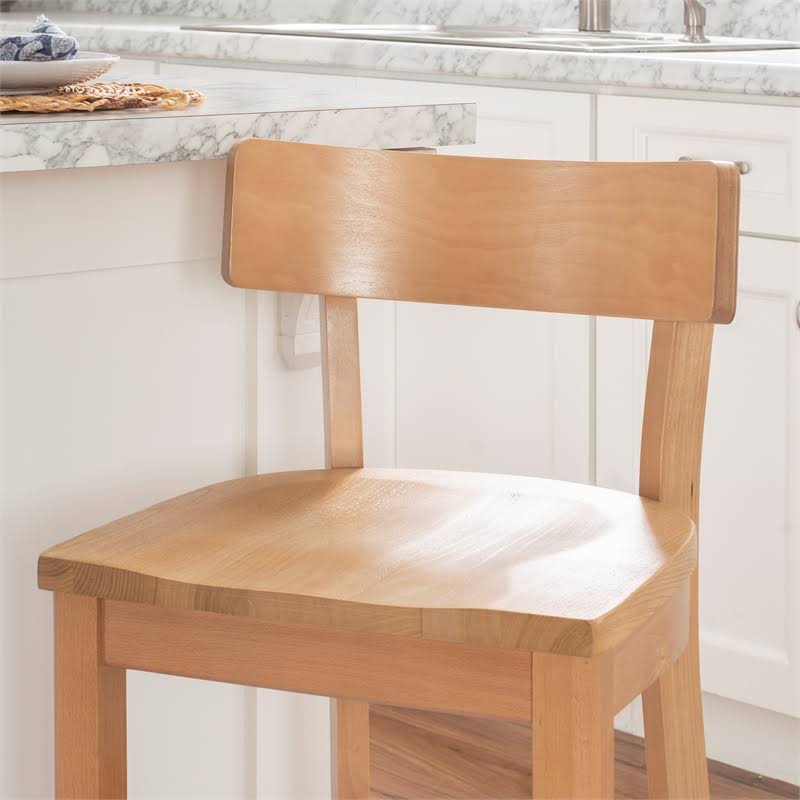 Solid Wood Set of Two Counter Stools in Natural E38979