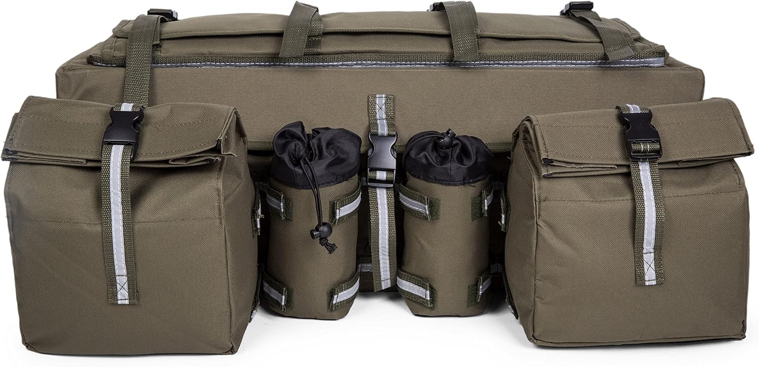 Black 600D Waterproof ATV Cargo Bag with Bungee Tie-Down Storage T4778
