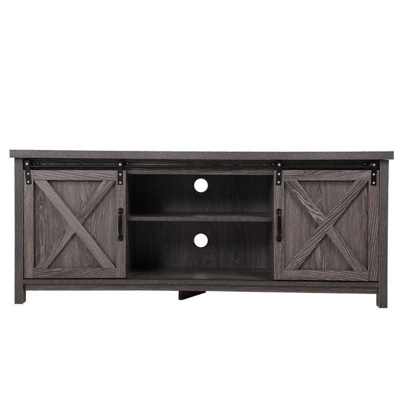 Grey Barn Wood TV Cabinet with Storage Shelves C134259