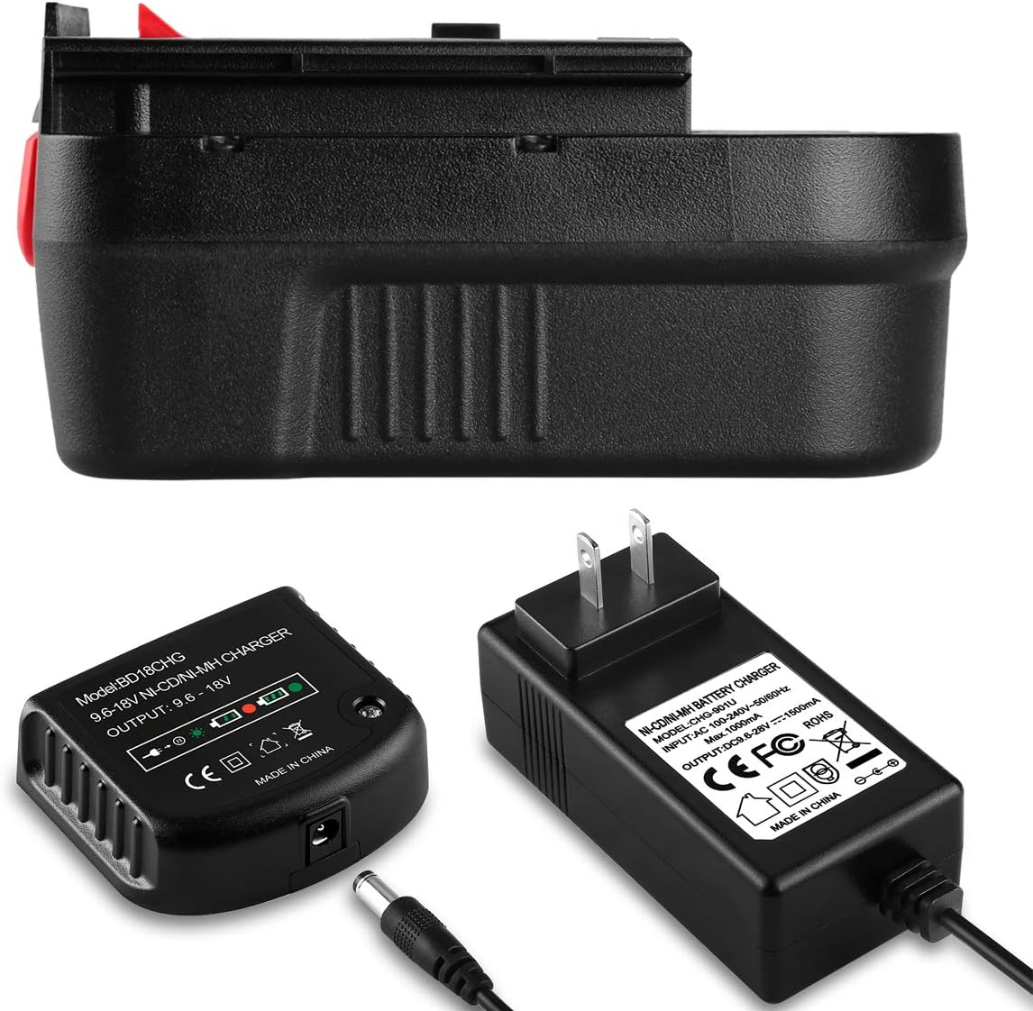 3500mAh HPB18 Replacement for Black and Decker 18 Volt Battery Ni-CD Pack of 2 H66968