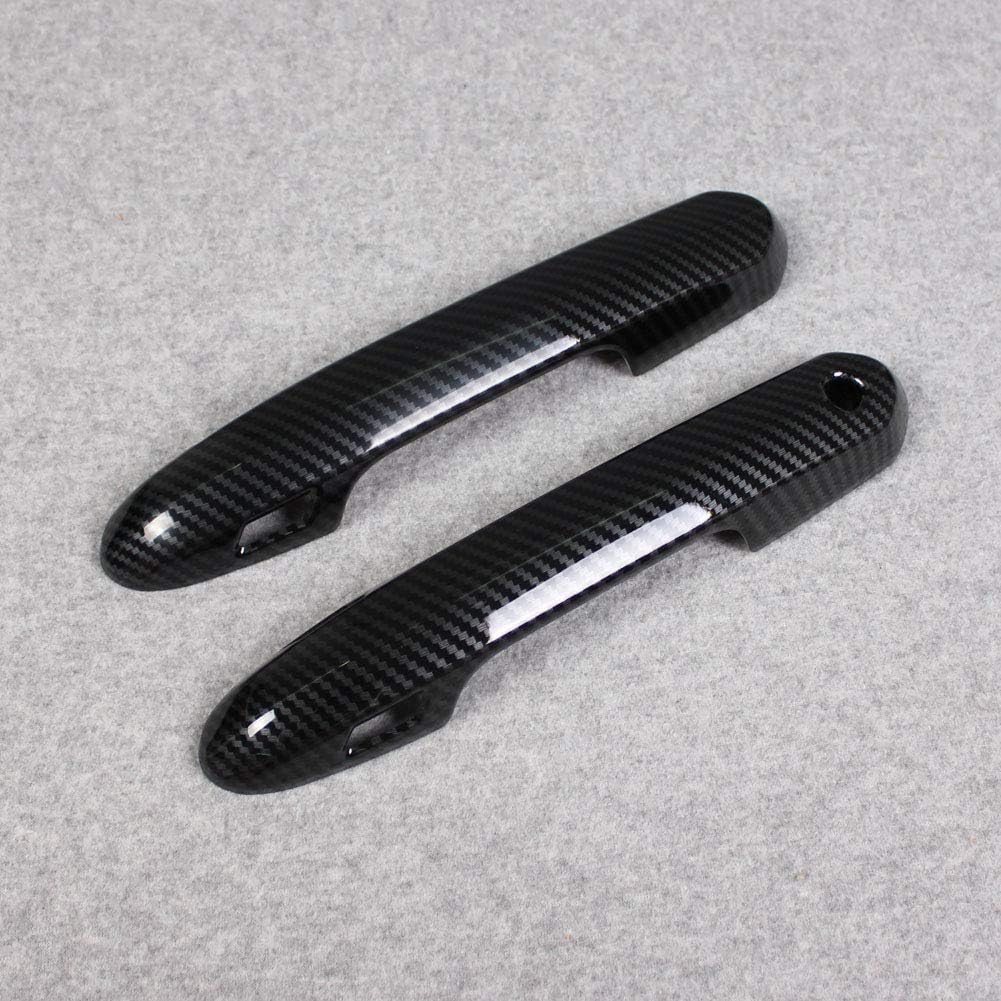 Door Handle Cover Trims ABS Carbon Fiber Black Pack of 2 W7377