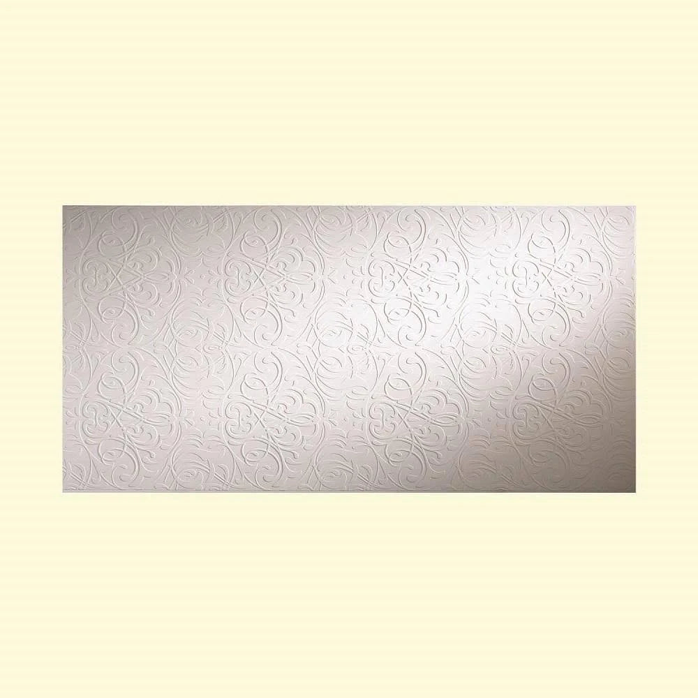 Damask Matte White 4-Foot x 8-Foot Wall Panel O2962