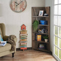 Rustic Reclaimed Oak 5-Shelf Corner Bookcase B359