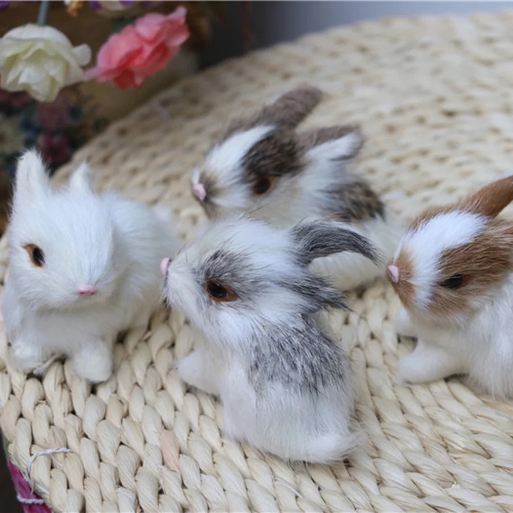 1/4Pcs Simulation Rabbit Plush Bunny Soft Toy Ornament J144270