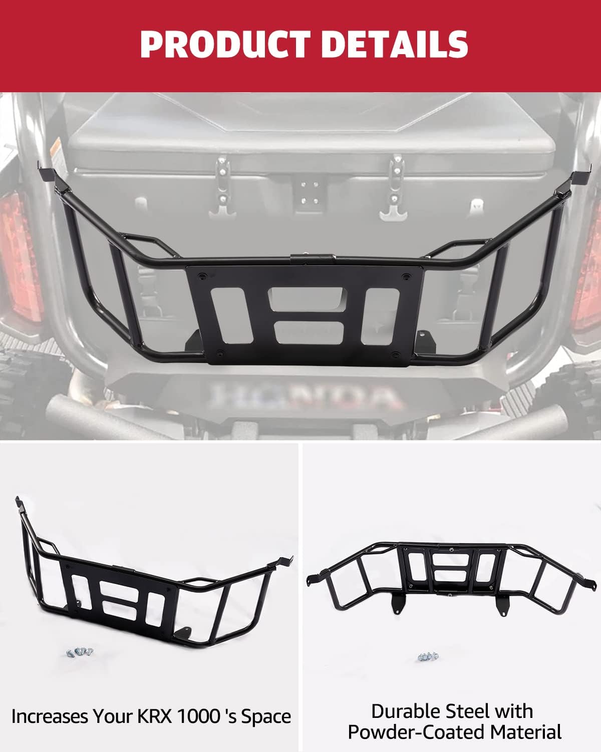 Bed Enclosure Tailgate for Honda Talon 1000R / 1000X, Heavy Duty Steel Black Cargo Bed Rack Extender M774