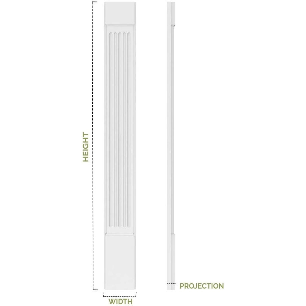 6x22W x 82x22H x 2x22P Flat Panel PVC Pilaster with Decorative Capital & Base (Pair) O940596