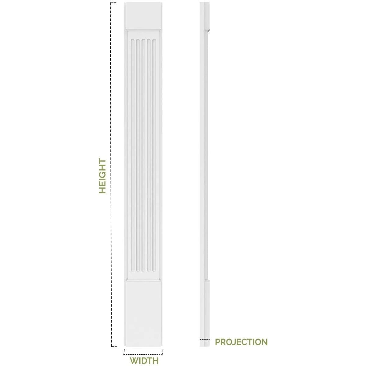 6x22W x 82x22H x 2x22P Flat Panel PVC Pilaster with Decorative Capital & Base (Pair) O940596