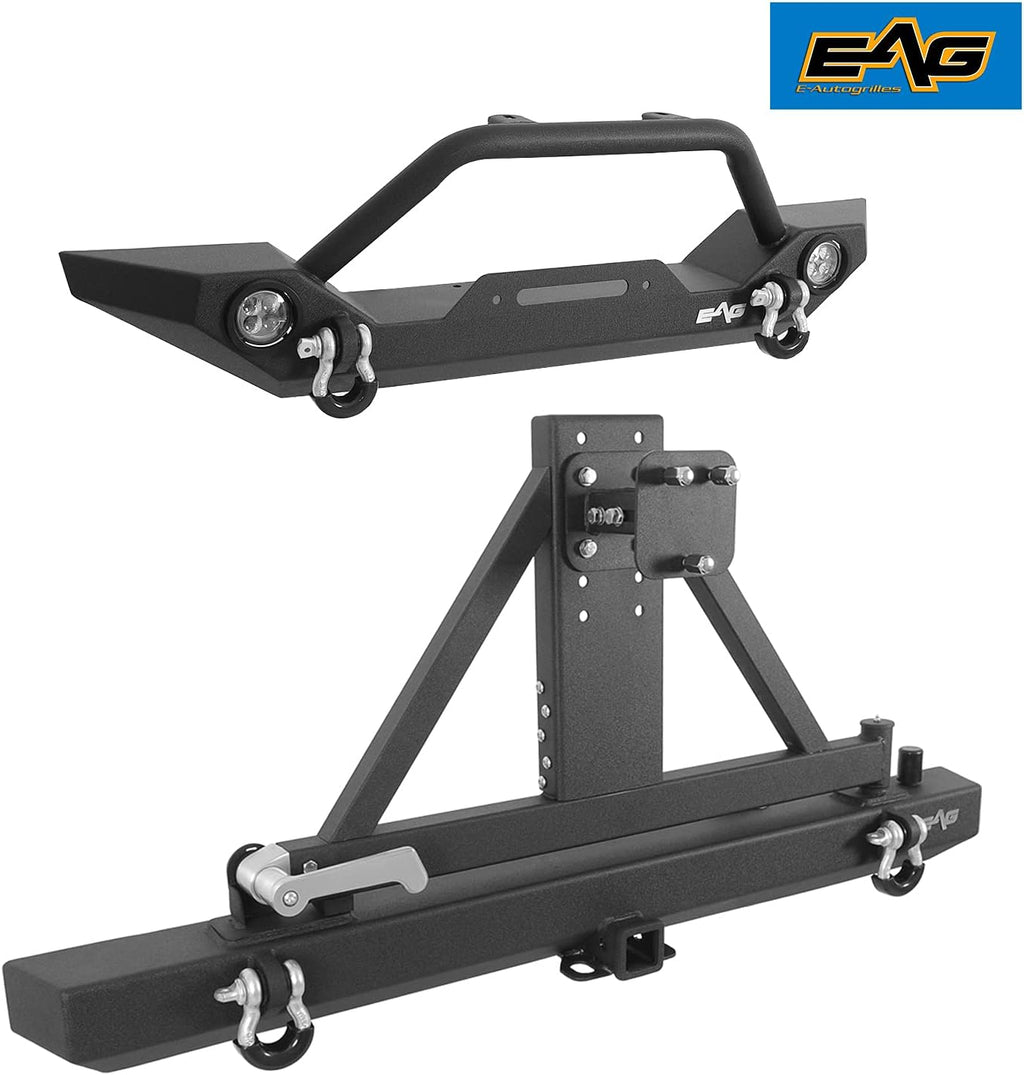 Front Bumper with LED Lights and Rear Bumper with Tire Carrier Combo Z301254