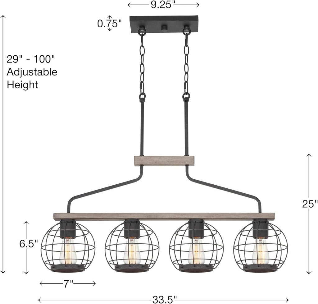 Farmhouse Island Light with Round Cage Shades V26128
