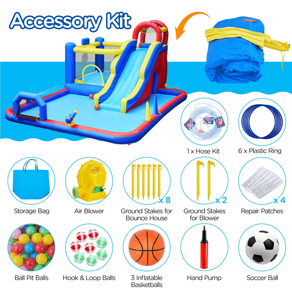 10-In-1 Inflatable Water Slide Bouncer with Blower & Storage Bag G5783