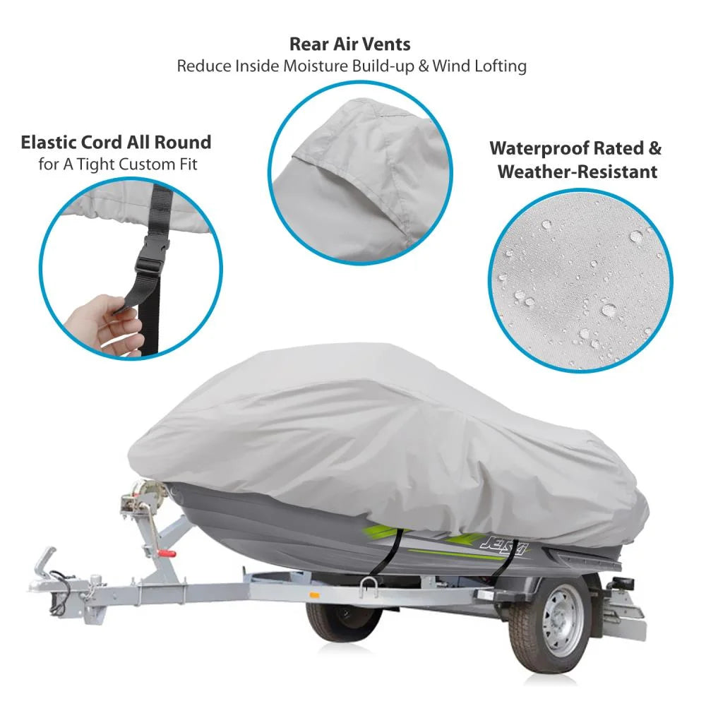 Gray Waterproof Jet Ski Cover with Elastic Cord I531165