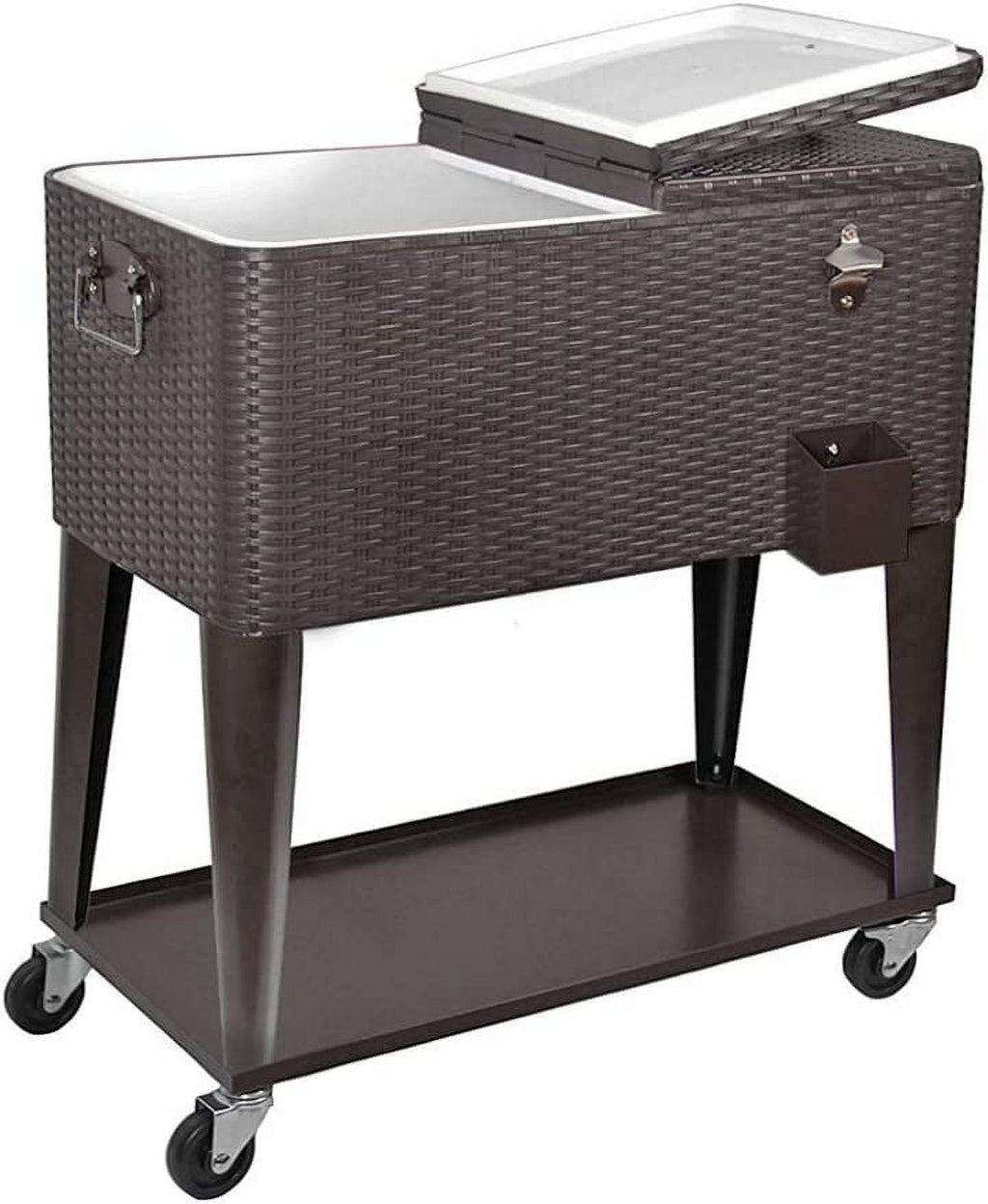 80 Quart Rolling Cooler Ice Chest Cart with Wheels K368099