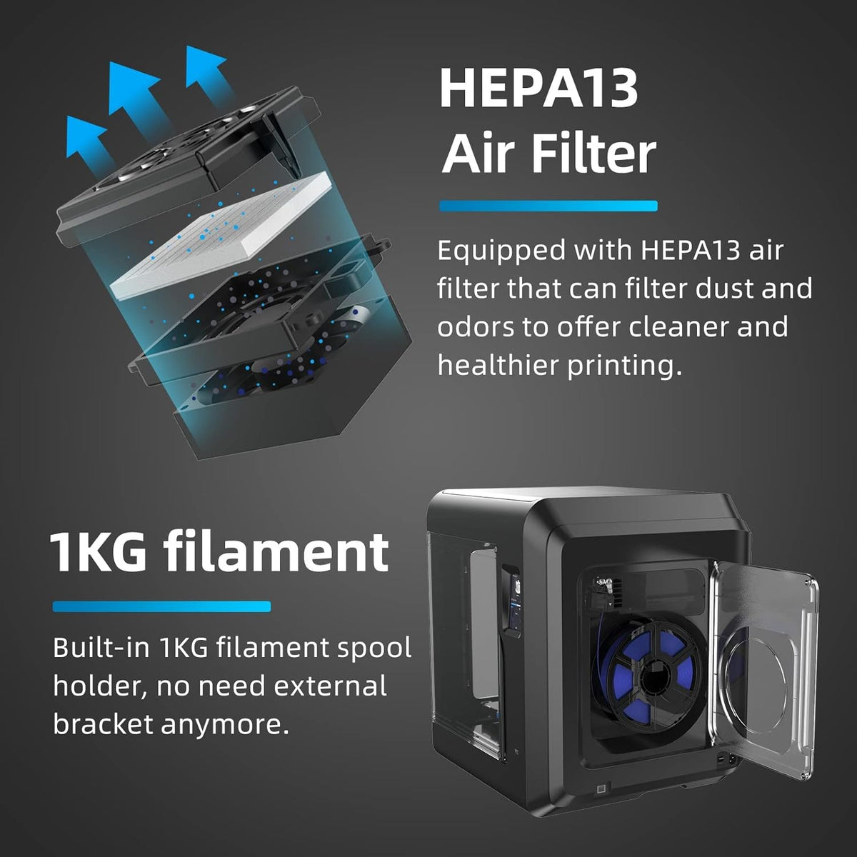 Enclosed Chamber 3D Printer with HEPA13 Air Filter O869801