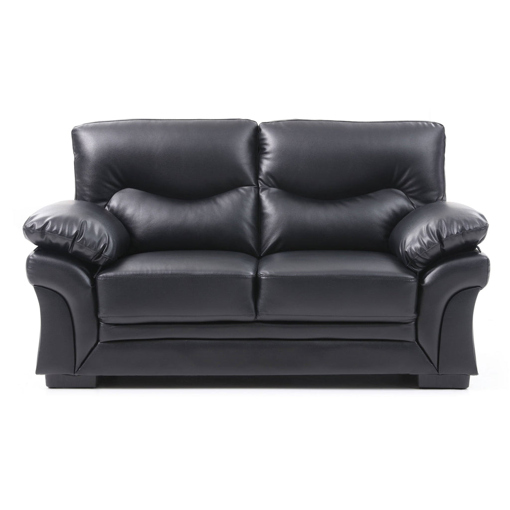 Faux Leather Loveseat in Black F43406