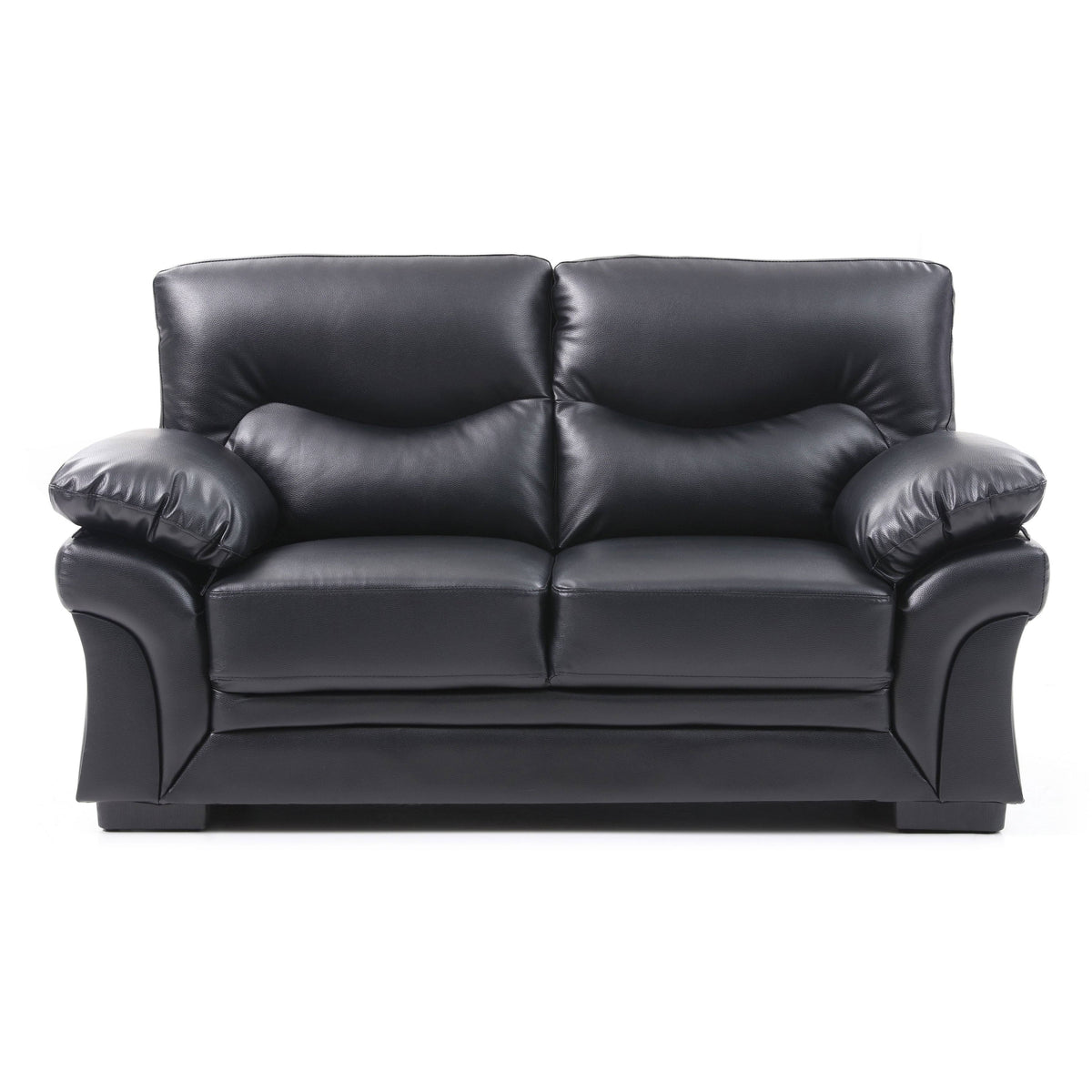 Faux Leather Loveseat in Black F43406
