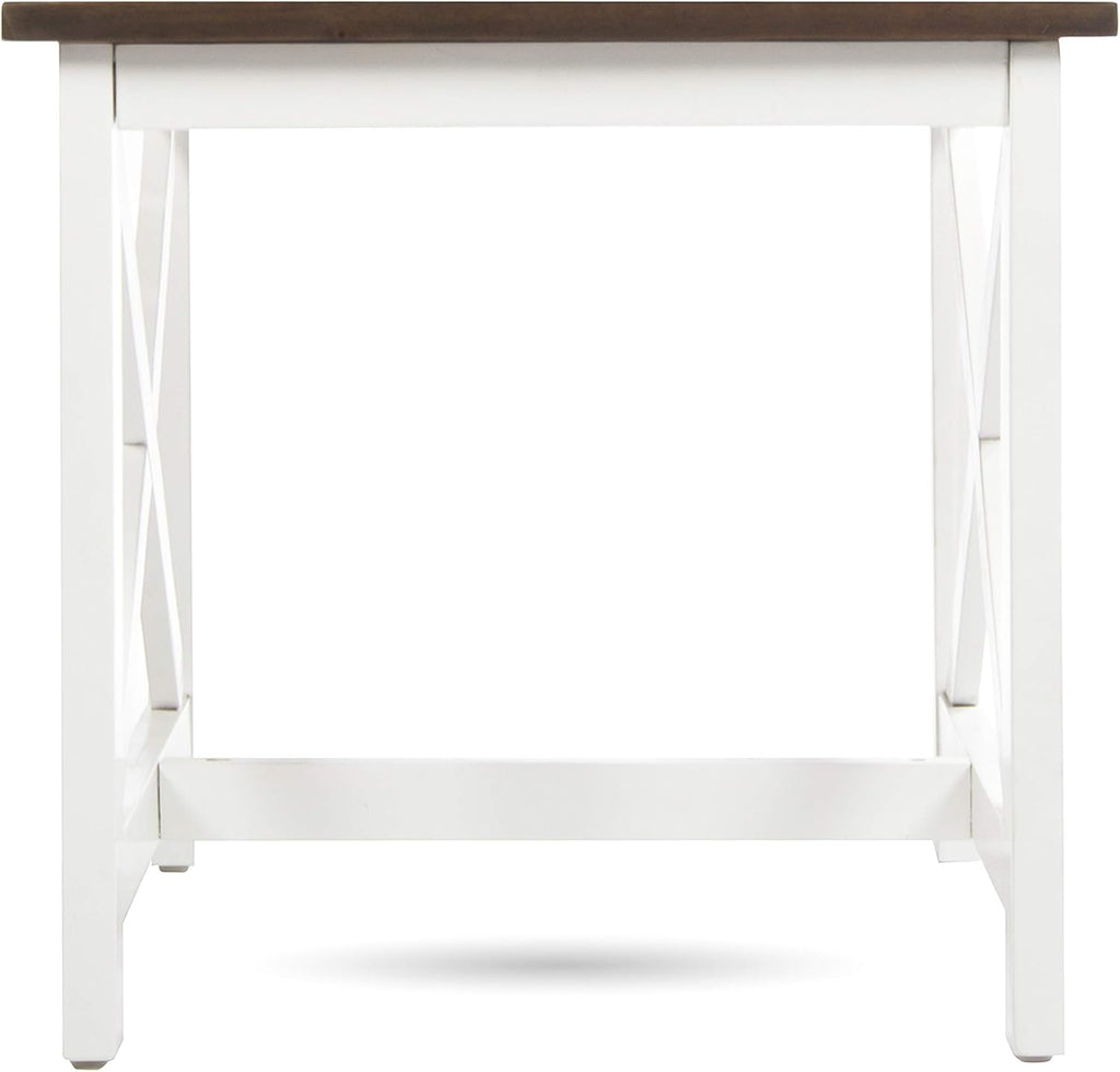Pu White/Dark Oak Acacia Wood End Table M3096