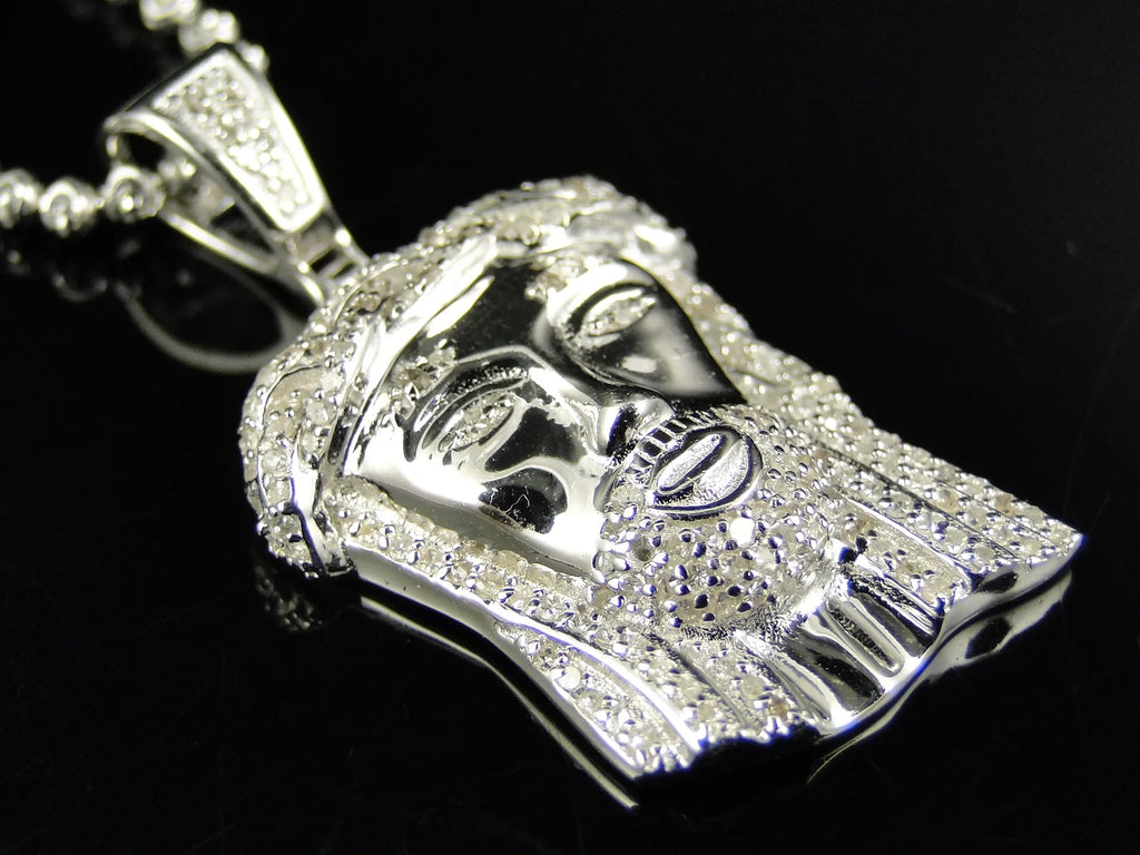 White Gold Finish Jesus Piece Pendant And Chain Z5243