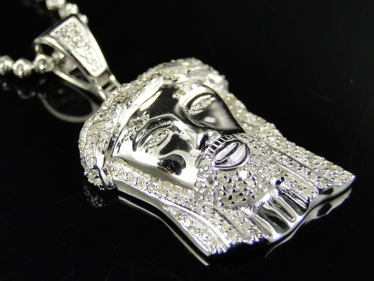 White Gold Finish Jesus Piece Pendant And Chain Z5243