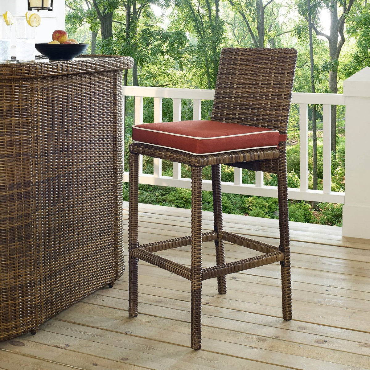 Wicker Patio Bar Stool Set of 2 P7320