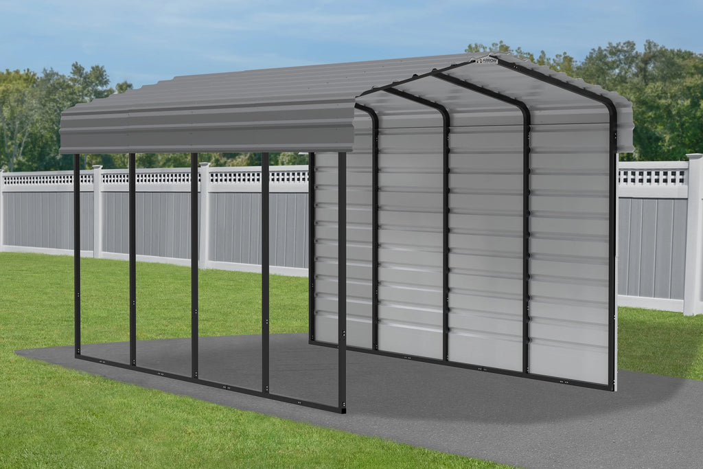 Galvanized Steel Carport Kit, 10' x 20' x 9', Charcoal E618