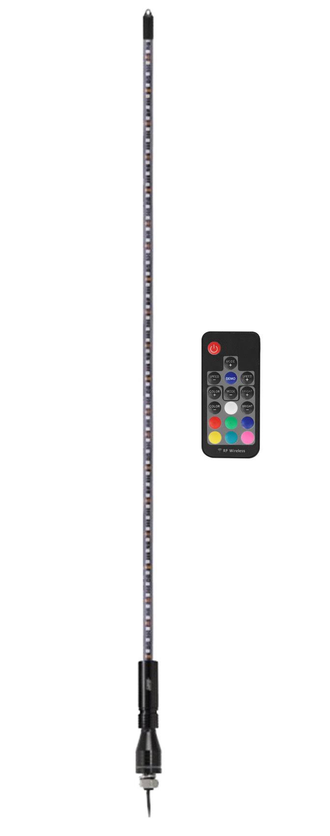 RGB LED Whip Antenna with Flag 4ft E69248