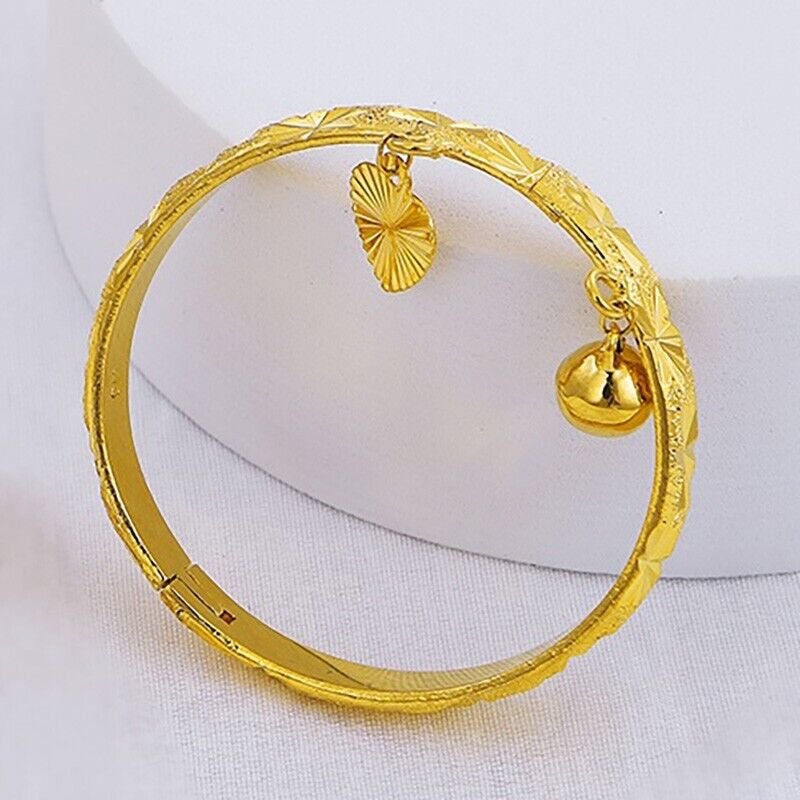 18k Gold Filled Sterling Silver Baby Bead Bell Bracelet L7284