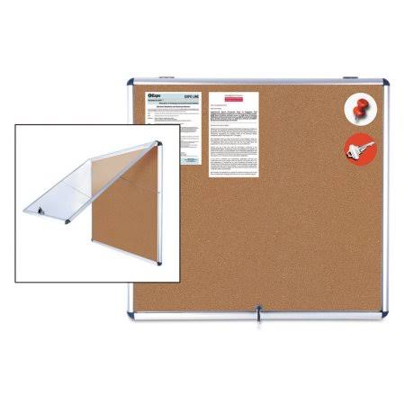 Slim-Line Enclosed Cork Bulletin Board 47 x 38 in. Aluminum Case V8681