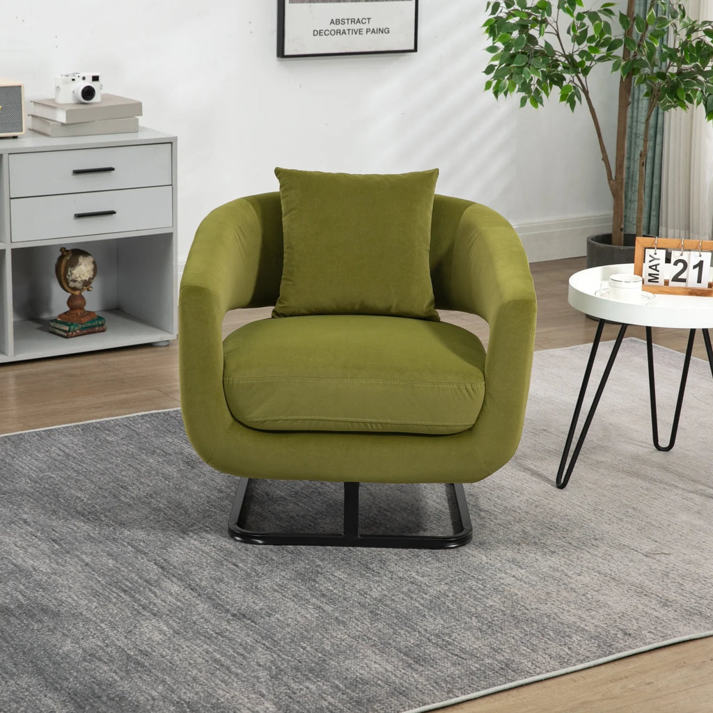 Olive Upholstered Tufted Velvet Accent Chair with Metal Stand H97441