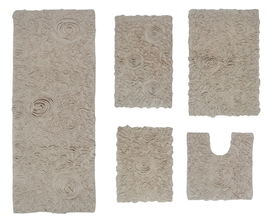 100% Cotton Tufted Bath Rugs 5 Piece Set with Runner Y559