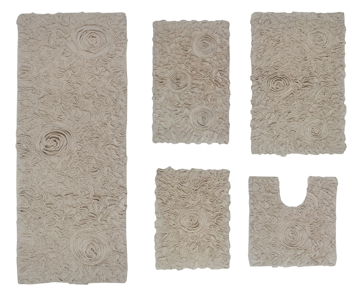 100% Cotton Tufted Bath Rugs 5 Piece Set with Runner Y559