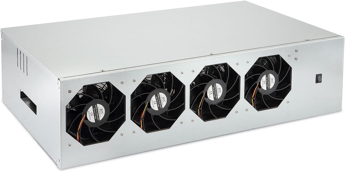 8 Port GPU Mining Case with 4 Cooling Fans J571