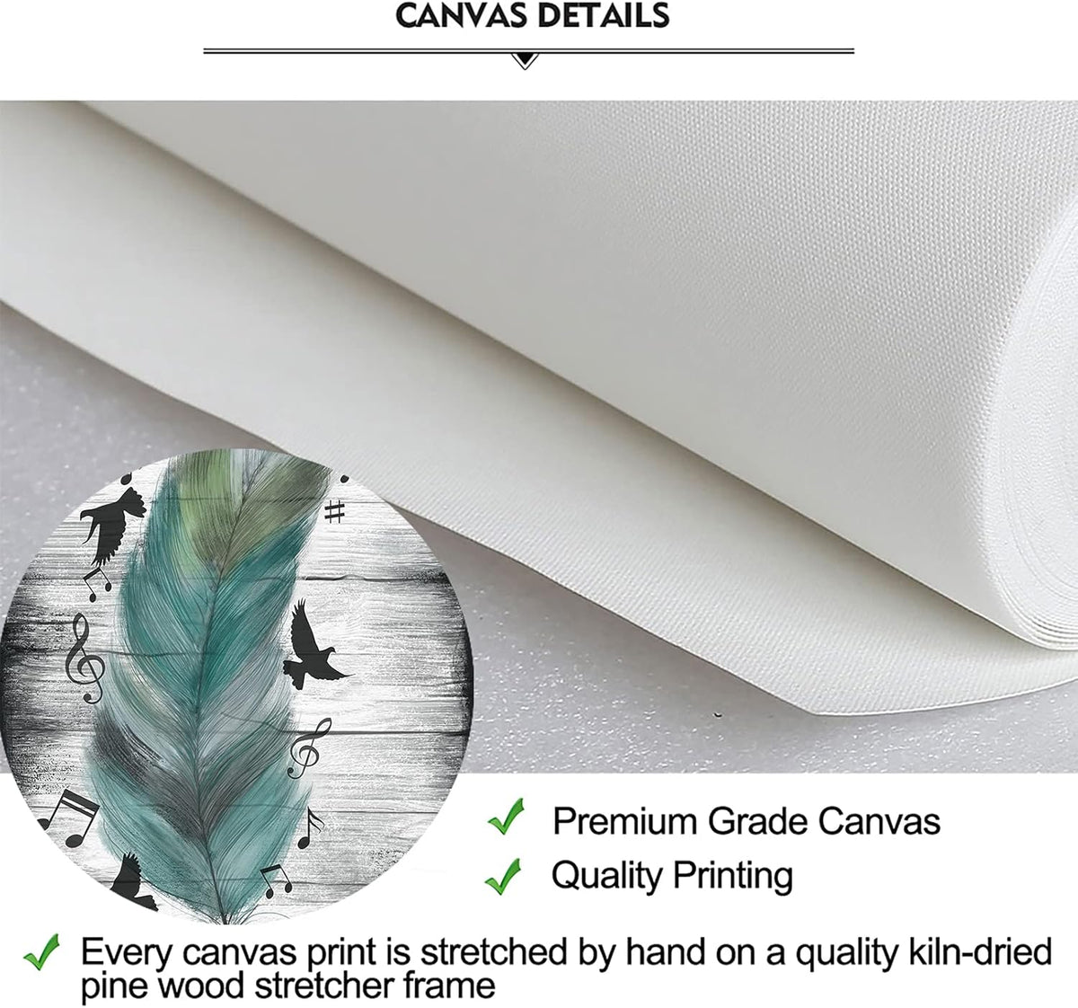 Abstract Feather and Flying Birds Canvas Wall Art with Inspirational Quote, 20x40 T274434