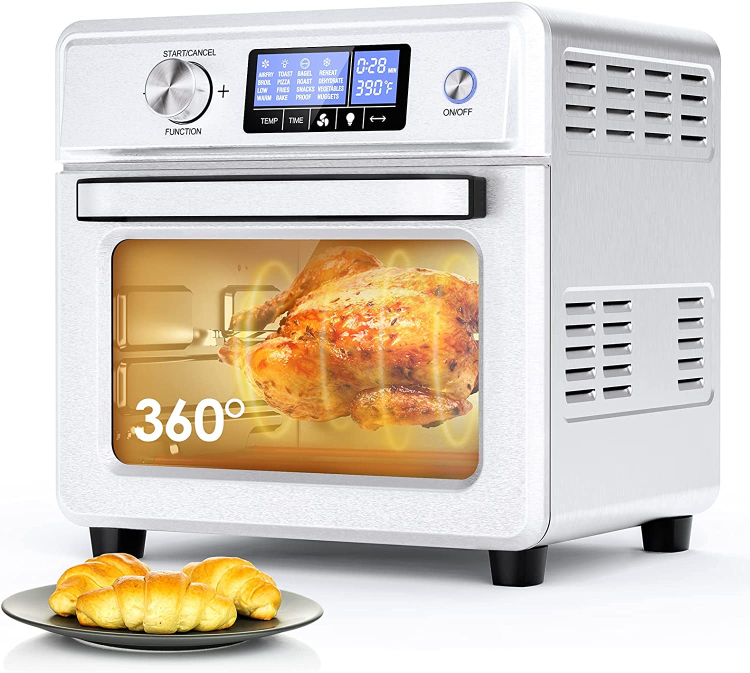 16-in-1 Stainless Steel Air Fryer Toaster Oven Combo with Digital Temperature Control, 9 Accessories & Cookbook M17867