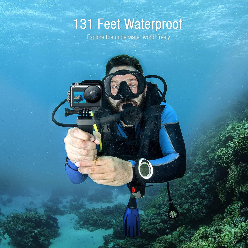 4K 20MP Dual Screen Waterproof Action Camera with Touch Screen and 2 Batteries G967761