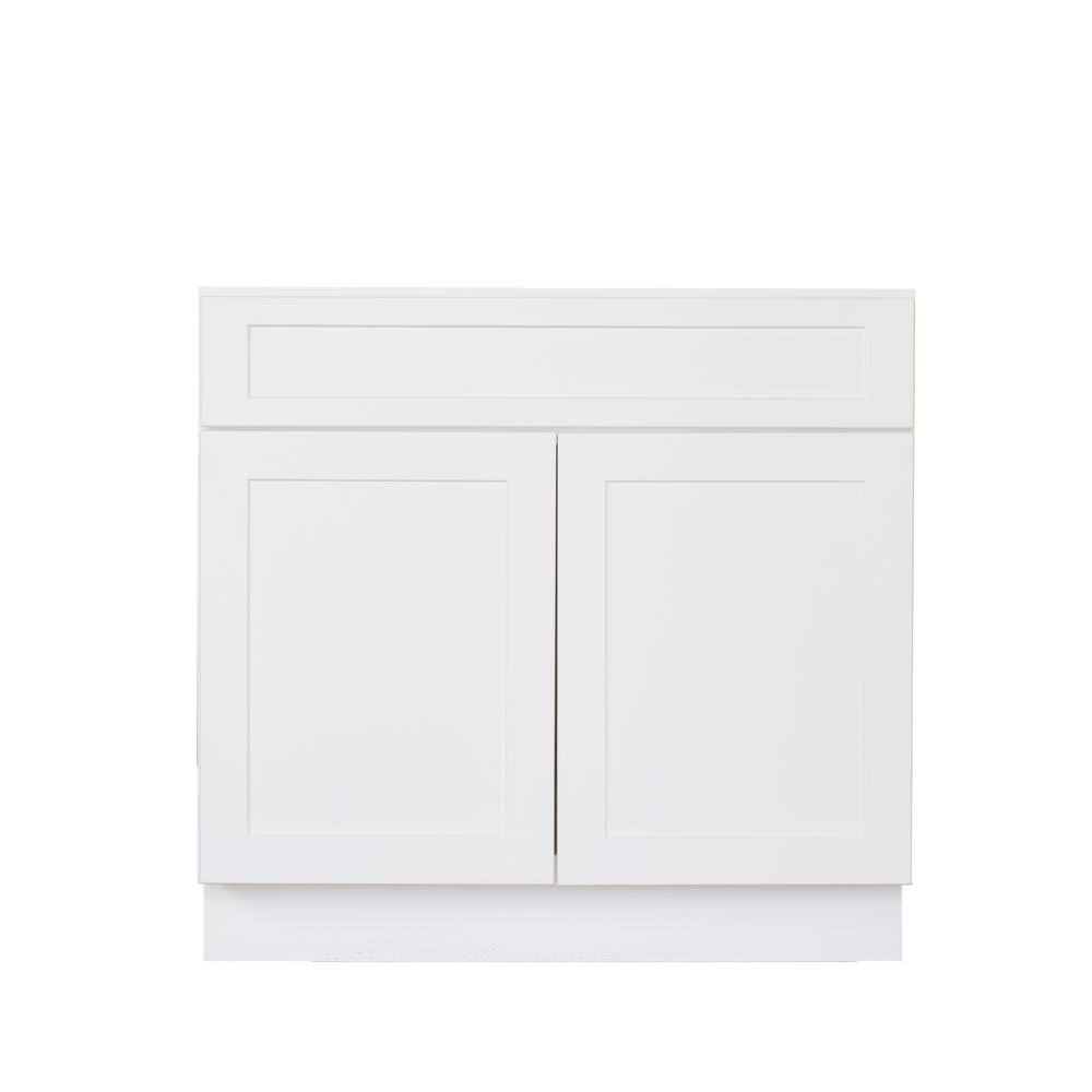 Shaker Sink Base Cabinet with 2 Doors in White T5960