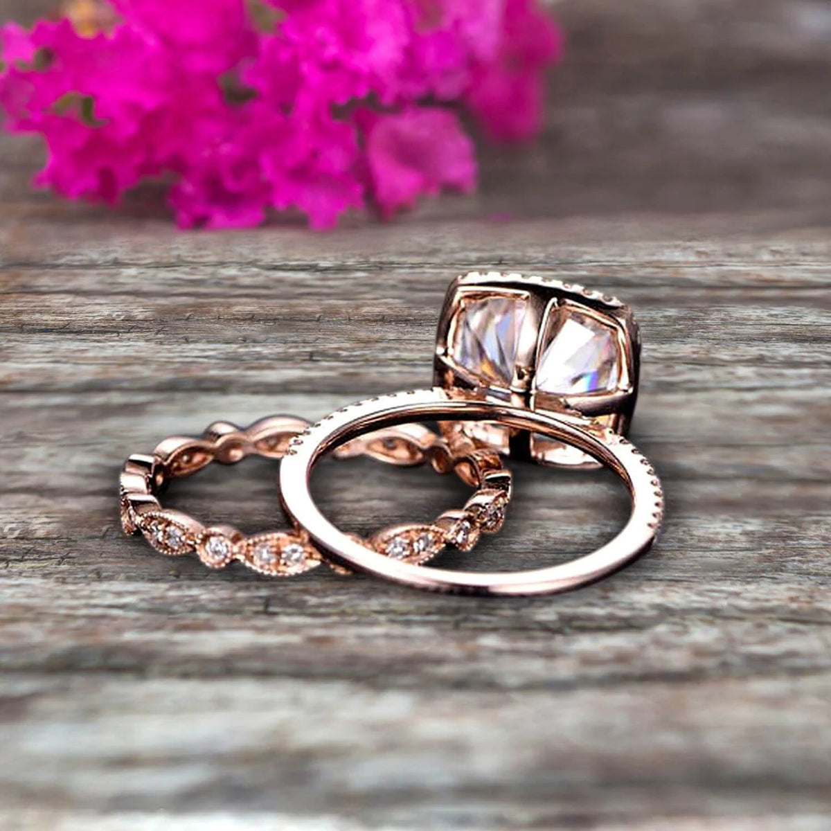10K Rose Gold Cushion Moissanite Engagement Ring G83506