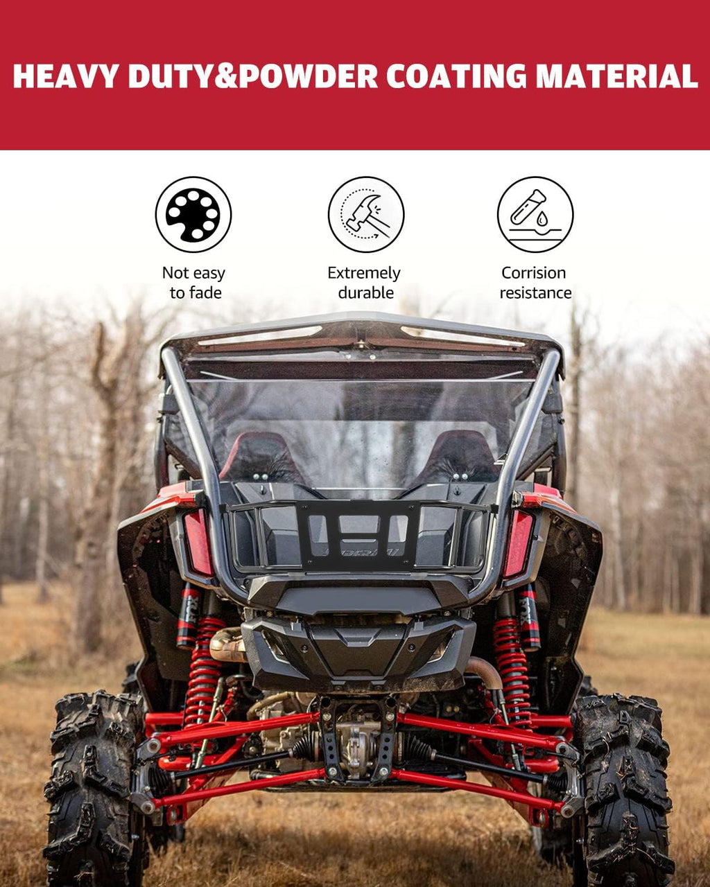 Bed Enclosure Tailgate for Honda Talon 1000R / 1000X, Heavy Duty Steel Black Cargo Bed Rack Extender M774
