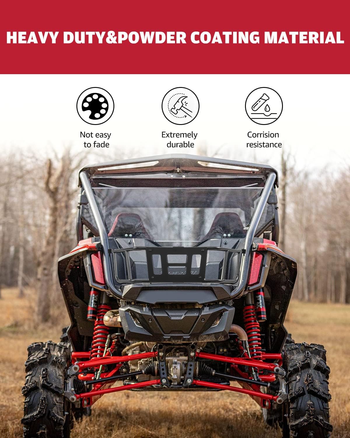 Bed Enclosure Tailgate for Honda Talon 1000R / 1000X, Heavy Duty Steel Black Cargo Bed Rack Extender M774