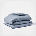 Organic Crinkled Percale King Duvet Cover Steel Blue K510